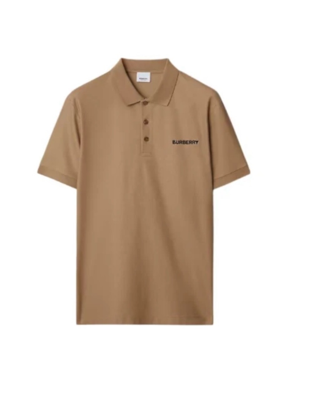 Burberry men Tan Polo with Signature Stripe Trim size small